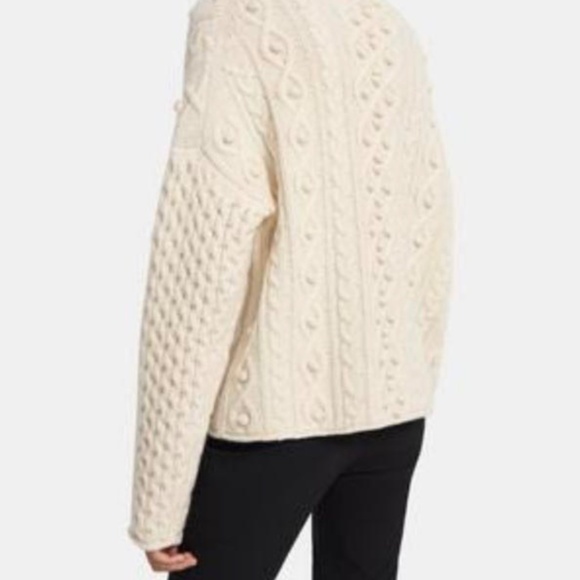 Theory Mixed Cable Pullover in Felted-Wool Cashmere Ivory Size L - Picture 3 of 5